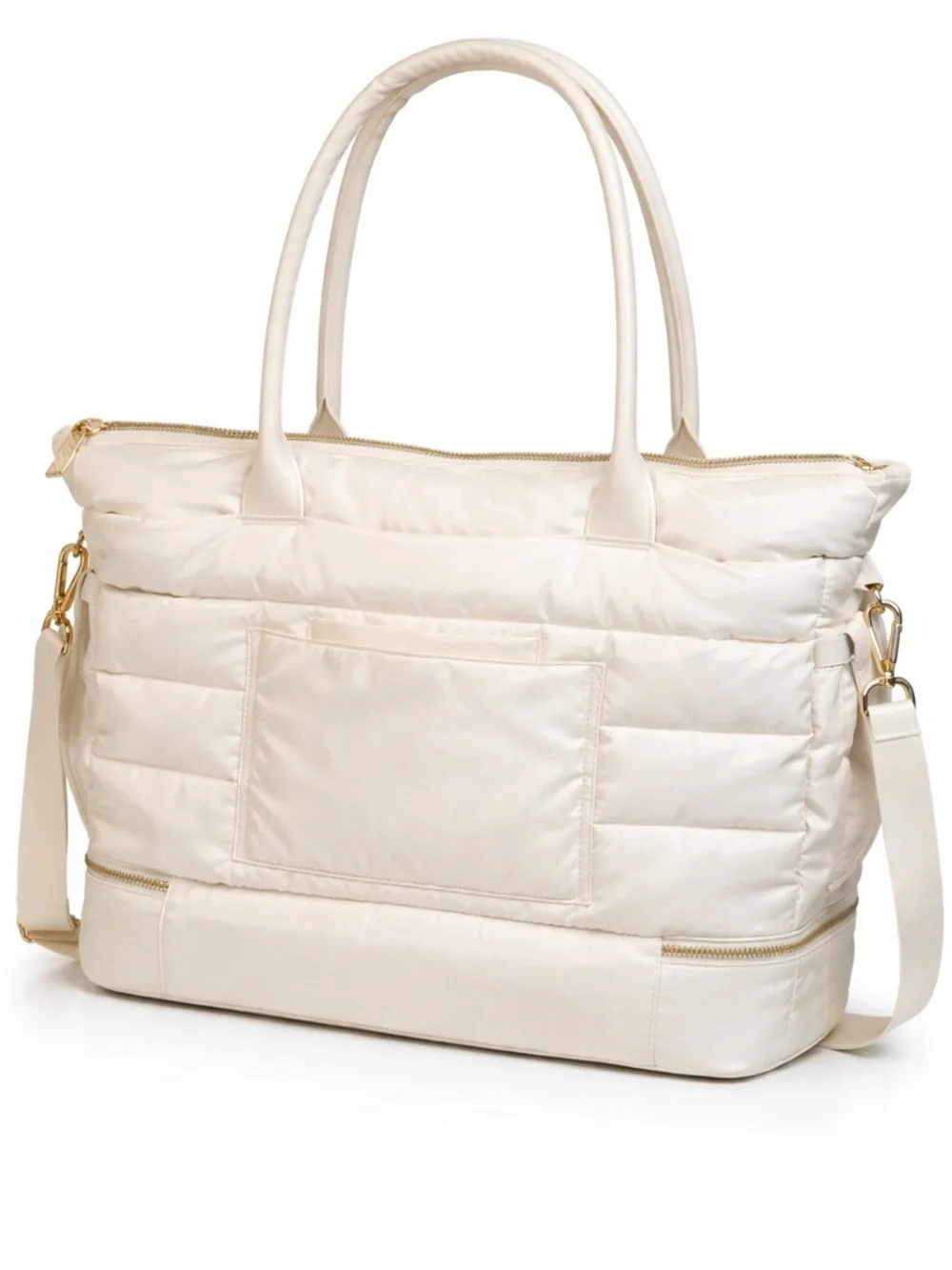 Quilted Puffer Tote Bag in Ivory - Women Bags
